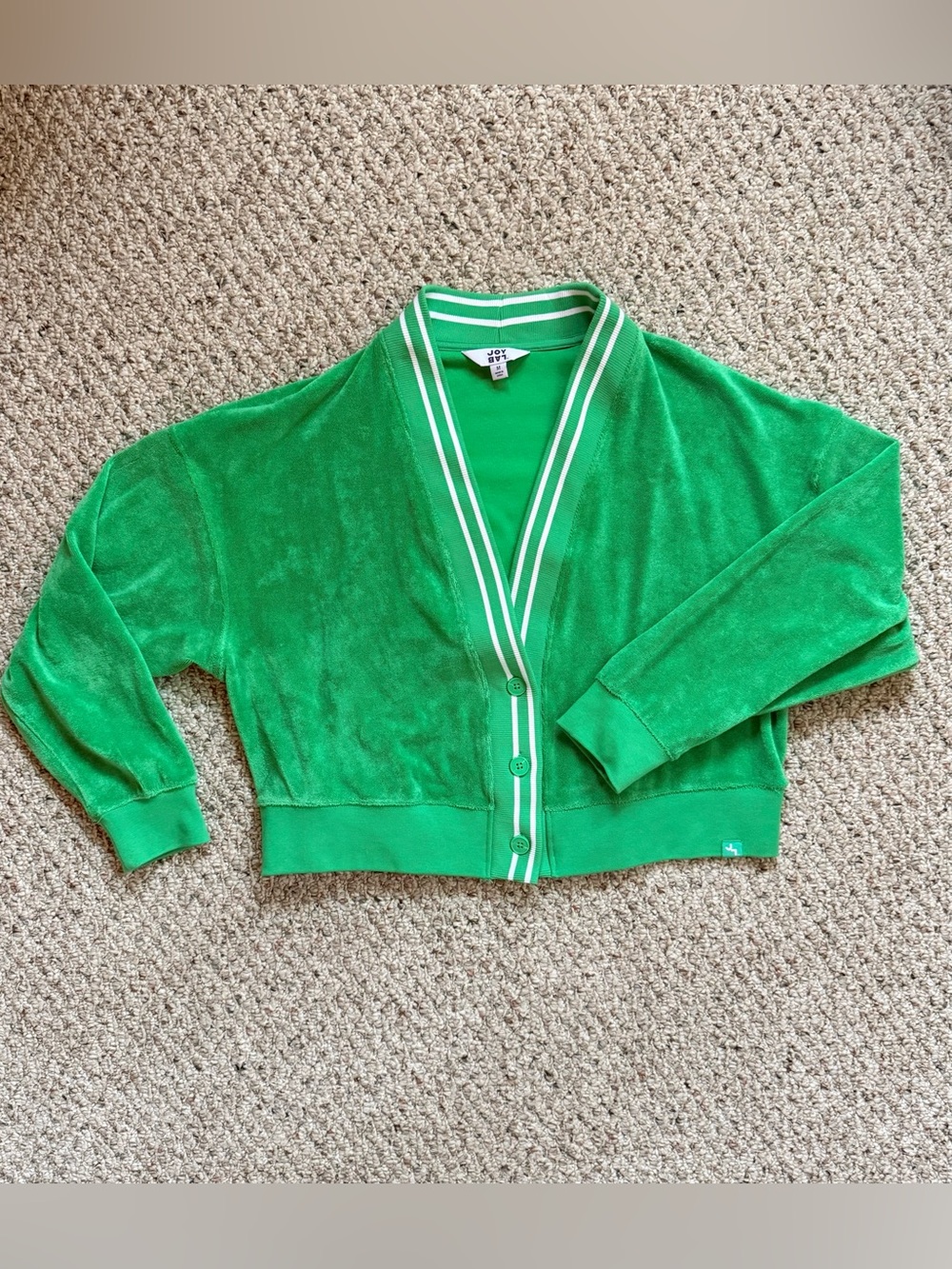 JoyLab Green Terry Cloth Cardigan | M